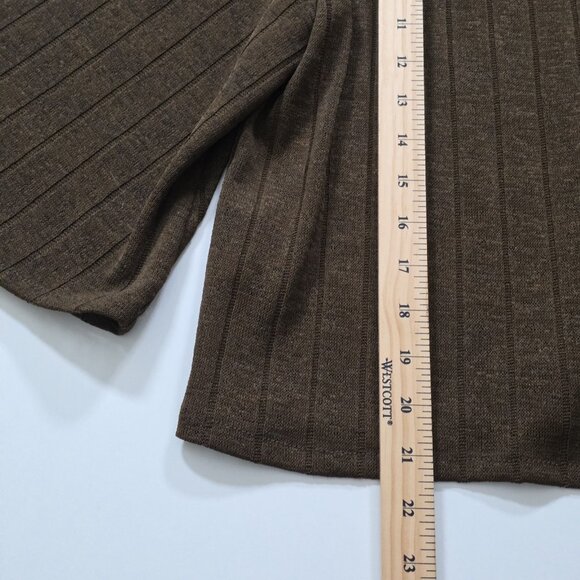 H&M Top Womens L Brown Sheer SS Button Up Knit Ribbed Cropped Relaxed Whimsigoth - Picture 8 of 15